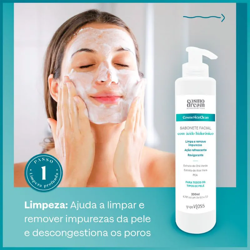 Sabonete Facial com Ácido Hialurônico 200ml - CosmoDream