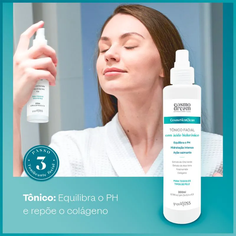 Tônico Facial com Ácido Hialurônico 200ml - CosmoDream